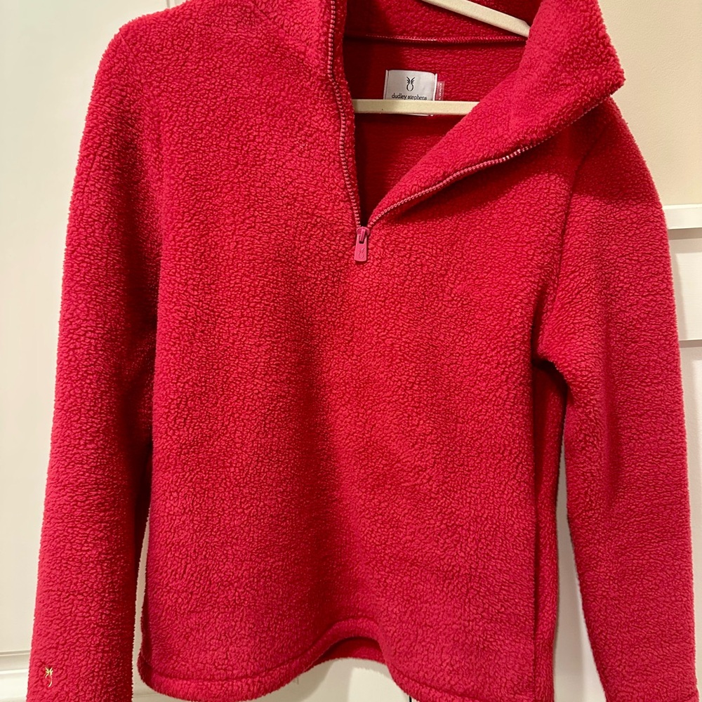 Dudley Stephens kaki pullover in Sherpa fleece Size Medium (Berry color)
